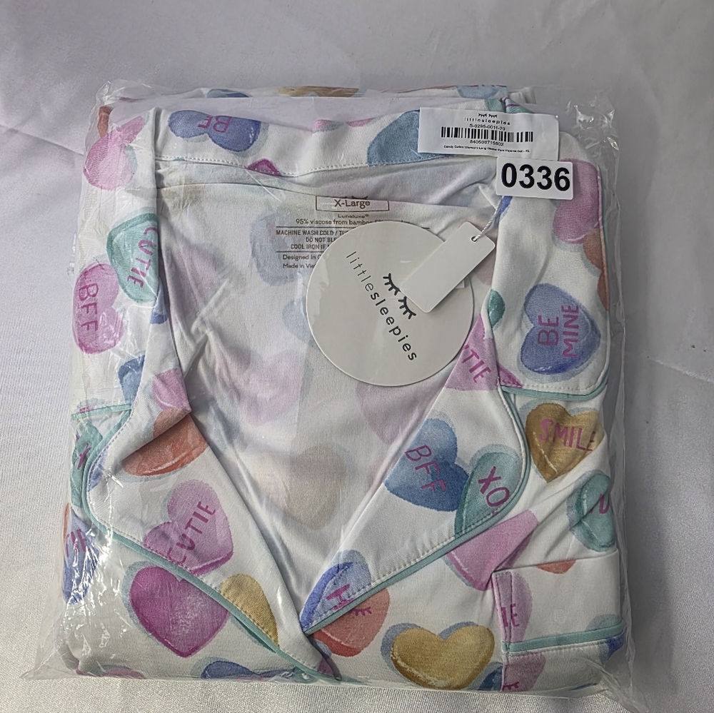 Little Sleepies Candy Cuties Heart Long Sleeve Pajama Set XL NWT Lunaluxe Bamboo - Picture 3 of 8